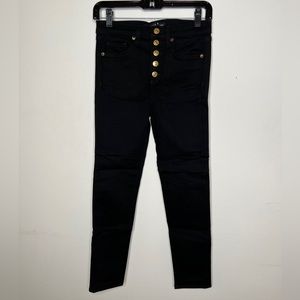 Veronica Beard Debbie Black Jeans w/ gold buttons, 26